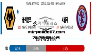 2026년 2월 28일 05:00 잉글랜드 프리미어리그 울버햄튼 vs 아스톤 빌라 스포츠 픽 2026년 2월 28일 05:00 잉글랜드 프리미어리그 울버햄튼 vs 아스톤 빌라 스포츠 픽