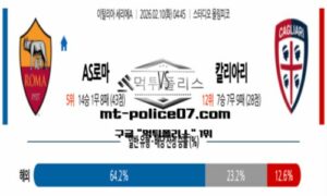 2026년 2월 10일 04:45 이탈리아 세리에A AS로마 vs 칼리아리 스포츠 픽 2026년 2월 10일 04:45 이탈리아 세리에A AS로마 vs 칼리아리 스포츠 픽