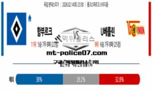 2026년 2월 14일 23:30 독일 분데스리가 함부르크 vs 우니온 베를린 스포츠 픽