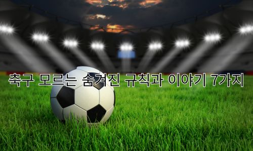 축구 모르는 숨겨진 규칙과 이야기 7가지