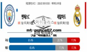 2026년 3월 18일 05:00 UEFA 챔피언스리그 맨체스터 시티 vs 레알 마드리드 스포츠 픽