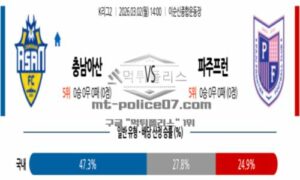 2026년 03월 02일 14:00 대한민국 K리그 2 충남아산 VS 파주 프런티어