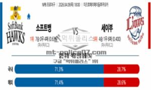 2026년 04월 09일 18:00 NPB 일본야구 소프트뱅크 VS 세이부