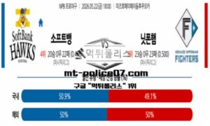 2026년 5월 22일 18:00 NPB 일본야구 소프트뱅크 vs 니혼햄 스포츠 픽 2026년 5월 22일 18:00 NPB 일본야구 소프트뱅크 vs 니혼햄 스포츠 픽