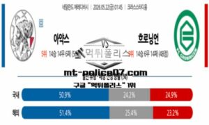 2026년 5월 22일 01:45 네덜란드 에레디비시 아약스 vs 흐로닝언 스포츠 픽 2026년 5월 22일 01:45 네덜란드 에레디비시 아약스 vs 흐로닝언 스포츠 픽