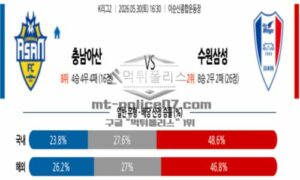 2026년 05월 30일 16:30 K리그 2 프로축구 충남아산 VS 수원삼성 블루윙즈