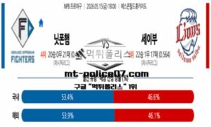 2026년 5월 15일 18:00 NPB 일본야구 니혼햄 vs 세이부 스포츠 픽 2026년 5월 15일 18:00 NPB 일본야구 니혼햄 vs 세이부 스포츠 픽