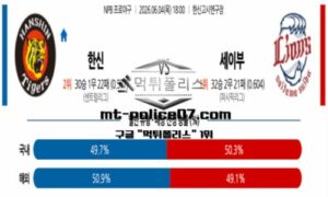 2026년 6월 4일 18:00 NPB 일본야구 한신 vs 세이부 스포츠 픽