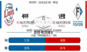 2026년 06월 26일 18:00 NPB 일본야구 세이부 VS 닛폰햄 2026년 06월 26일 18:00 NPB 일본야구 세이부 VS 닛폰햄
