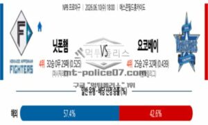 2026년 06월 10일 18:00 NPB 일본야구 닛폰햄 VS 요코하마