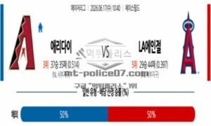 2026년 06월 17일 10:40 MLB 메이저리그 애리조나 VS LA 에인절스 2026년 06월 17일 10:40 MLB 메이저리그 애리조나 VS LA 에인절스