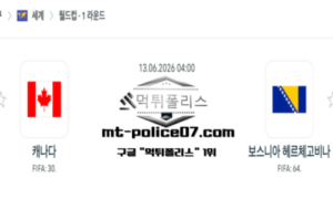 2026년 6월 13일 04:00 북중미 월드컵 캐나다 vs 보스니아 스포츠 픽
