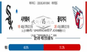2026년 06월 24일 08:40 MLB 메이저리그 시카고W VS 클리블랜드