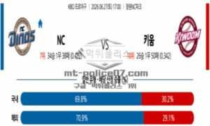 2026년 06월 27일 17:00 KBO 프로야구 NC VS 키움 2026년 06월 27일 17:00 KBO 프로야구 NC VS 키움