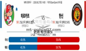 2026년 06월 27일 14:00 NPB 일본야구 히로시마 VS 한신