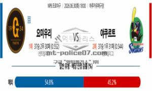 2026년 06월 30일 18:00 NPB 일본야구 요미우리 VS 야쿠르트
