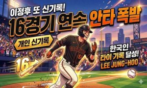 이정후 또 개인 신기록! 16경기 연속 안타 폭발… 한국인 메이저리거 타이 기록 달성