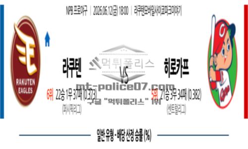 2026년 06월 12일 18:00 NPB 일본야구 라쿠텐 VS 히로시마