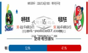 2026년 07월 24일 18:00 NPB 일본야구 야쿠르트 VS 히로시마 2026년 07월 24일 18:00 NPB 일본야구 야쿠르트 VS 히로시마