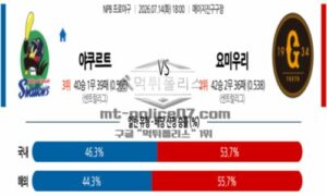 2026년 07월 14일 18:00 NPB 일본야구 야쿠르트 VS 요미우리