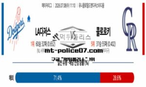 2026년 7월 8일 11:10 MLB 메이저리그 LA다저스 vs 콜로라도 스포츠 픽 2026년 7월 8일 11:10 MLB 메이저리그 LA다저스 vs 콜로라도 스포츠 픽