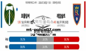 2026년 7월 26일 11:30 MLS 미국 축구 포틀랜드 vs 솔트레이크 스포츠 픽