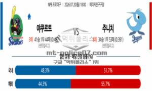 2026년 07월 20일 18:00 NPB 일본야구 야쿠르트 VS 주니치 2026년 07월 20일 18:00 NPB 일본야구 야쿠르트 VS 주니치