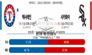 2026년 07월 23일 09:05 MLB 메이저리그 텍사스 VS 시카고 2026년 07월 23일 09:05 MLB 메이저리그 텍사스 VS 시카고
