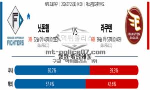 2026년 07월 25일 14:00 NPB 일본야구 닛폰햄 VS 라쿠텐