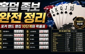 홀덤 족보 완전 정리 – 포커 핸드 랭킹 10단계와 확률표