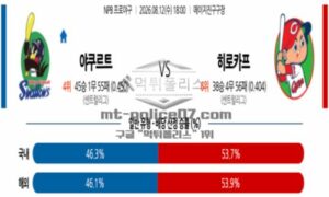 2026년 08월 12일 18:00 NPB 일본야구 야쿠르트 VS 히로시마