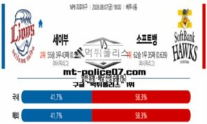 2026년 8월 7일 18:00 NPB 일본야구 세이부 vs 소프트뱅크 스포츠 픽