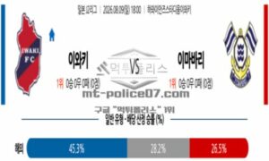 2026년 08월 09일 18:00 J리그 2 일본축구 이와키 VS 이마바리 2026년 08월 09일 18:00 J리그 2 일본축구 이와키 VS 이마바리